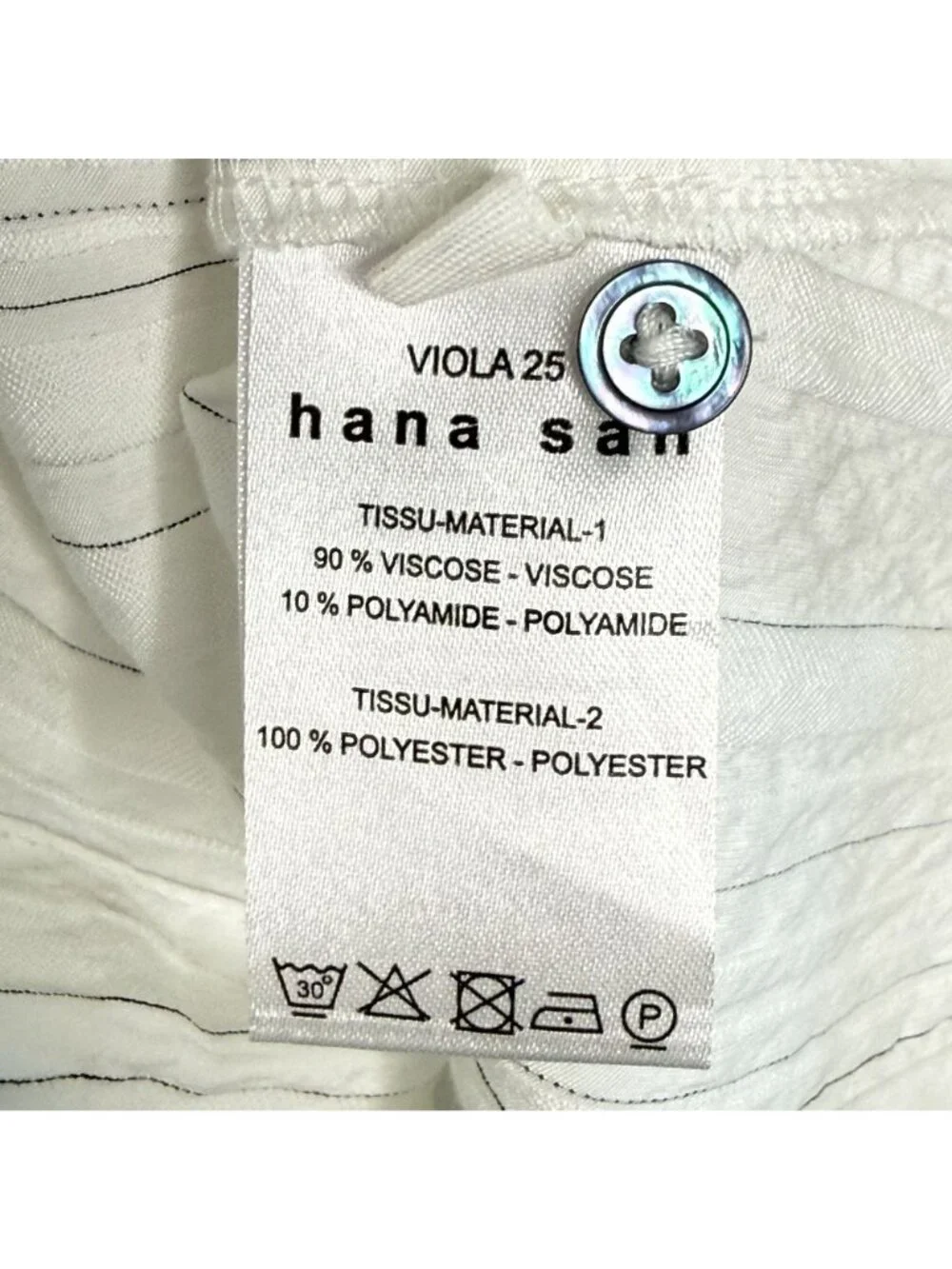Hana San White Striped Button-Up Shirt, 38 - Picture 8 of 9
